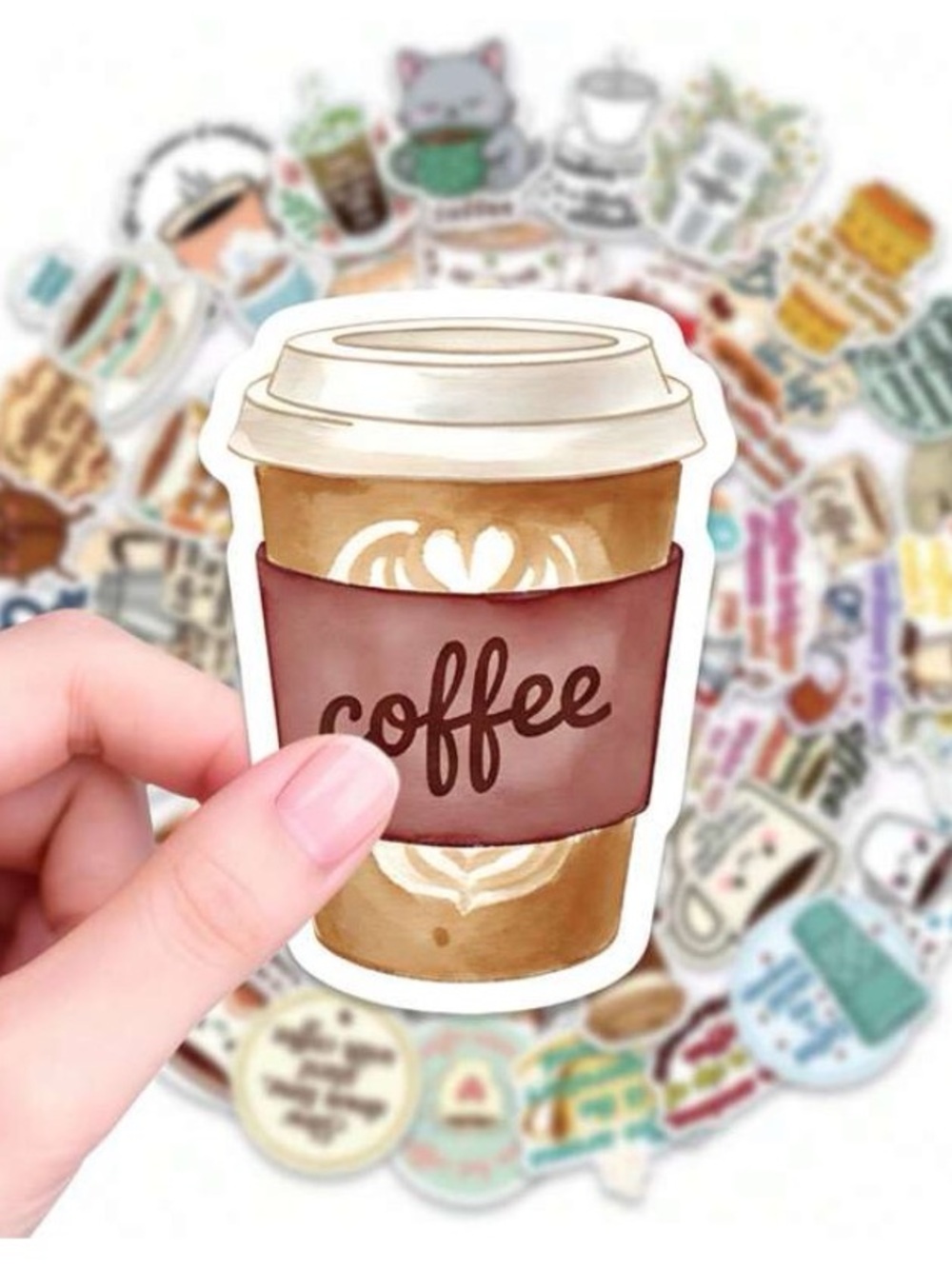 NEW! Coffee Lovers 50 Pk. Vinyl Stickers Matte